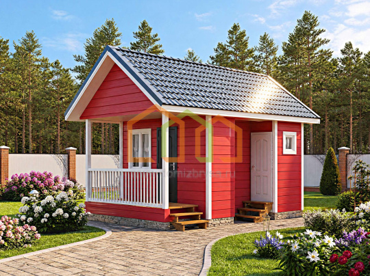 Каркасная баня одноэтажная 4х5,5